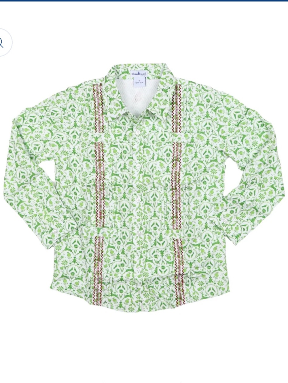 Blue quail Boys 4t Green red Button-Down Shirt with Embroidered